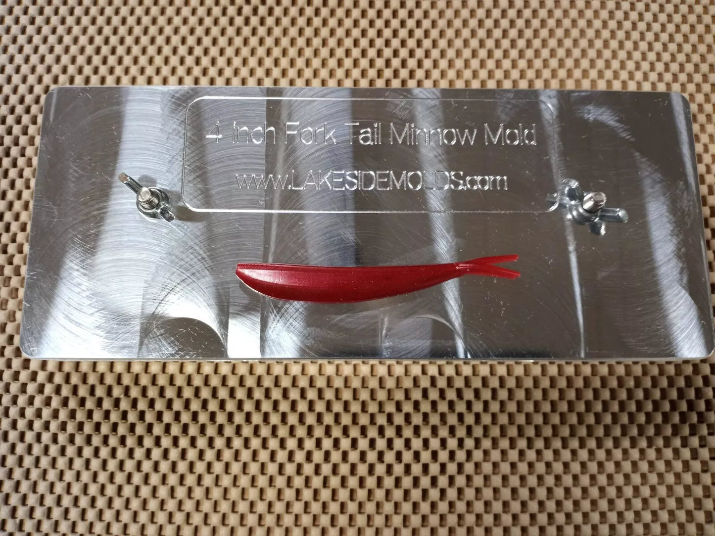 Aluminum Injection Bait Mold, 4 inch Fork Tail Minnow - Split Tail Minnow